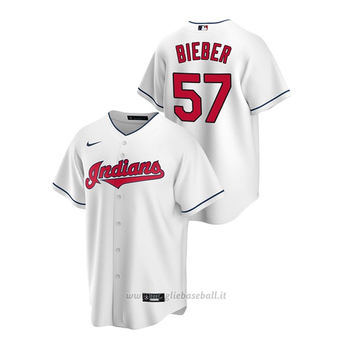 Maglia Baseball Uomo Cleveland Indians Shane Bieber Replica Primera Bianco